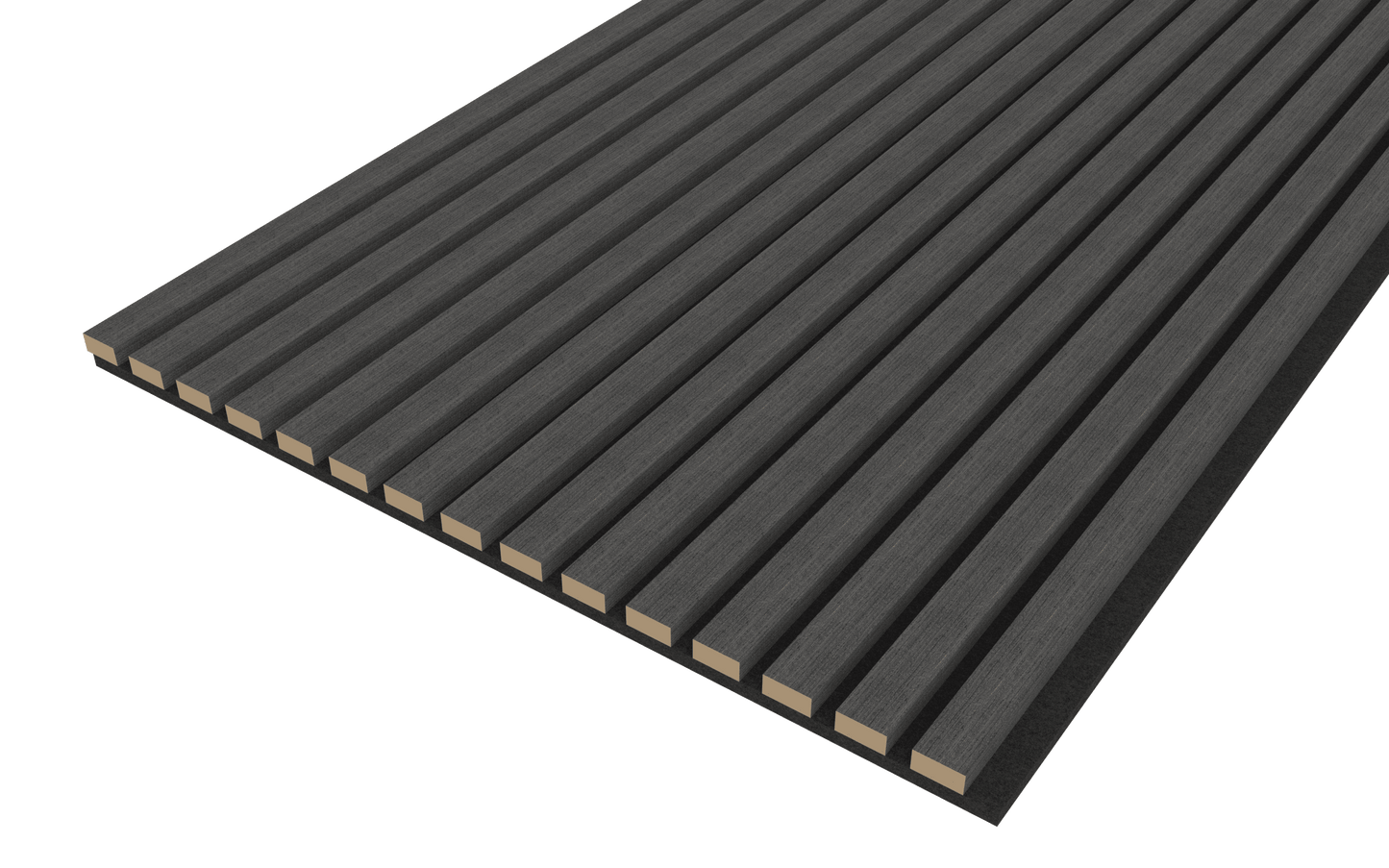 Black Acoustic Wood Wall Panel Thin Slat Series 1 - 240/300x60cm - Tuda Grass