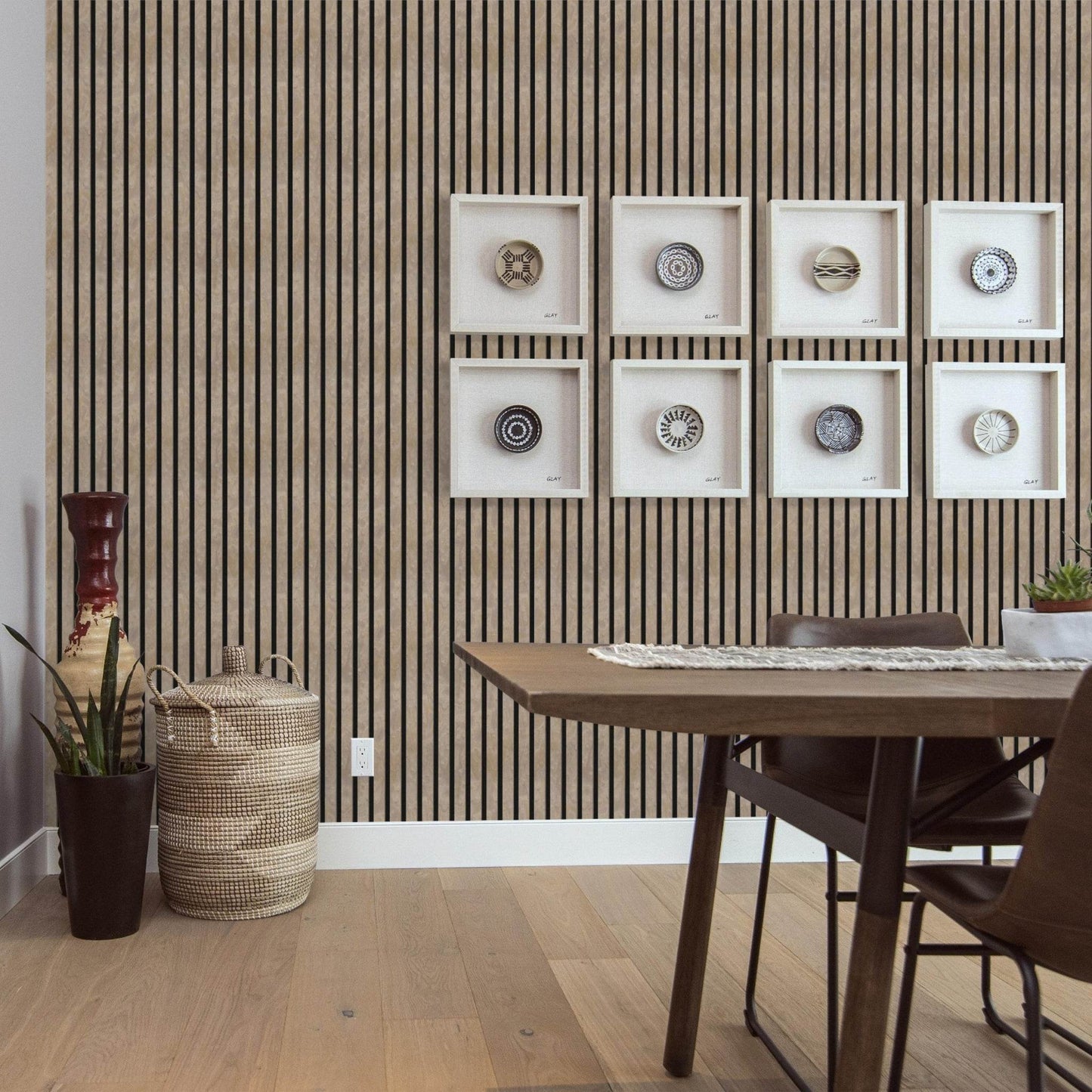 Stone Acoustic Wood Wall Panel Thin Slat Series 1 - 240x60cm - Tuda Grass