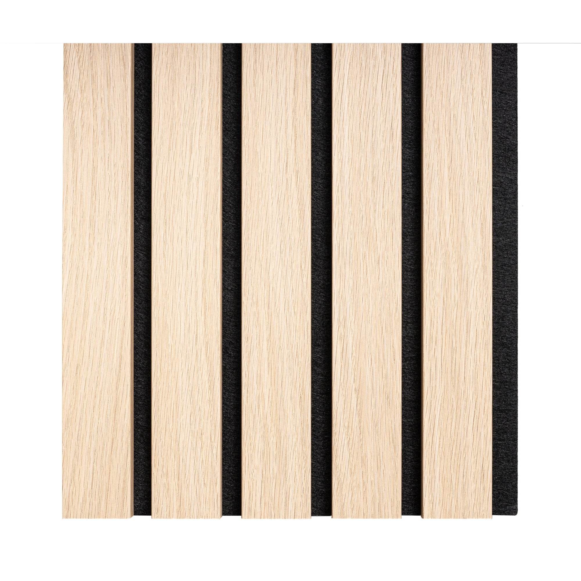 Light Oak Premium Acoustic Wood Veneer Wall Panel Sample | Tuda Grass