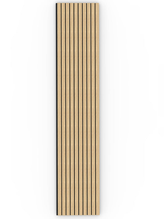 Oak Acoustic Wood Wall Panel Wide Slat Series 2 Sample - Tuda Grass