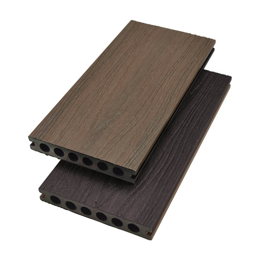Co-Extrusion Duo Composite Decking Board 3.66m - Teak/Walnut - Tuda Grass