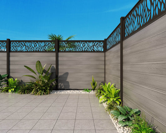 Co-Extrusion Composite Complete Flat Fencing Kit 20.7cm x 1.8m - 6FT HIGH - Tuda Grass