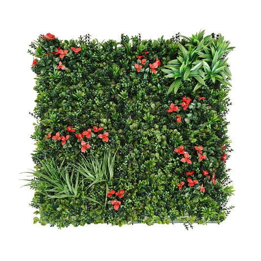 Scarlet Bloom Artificial Living Wall - 1m x 1m