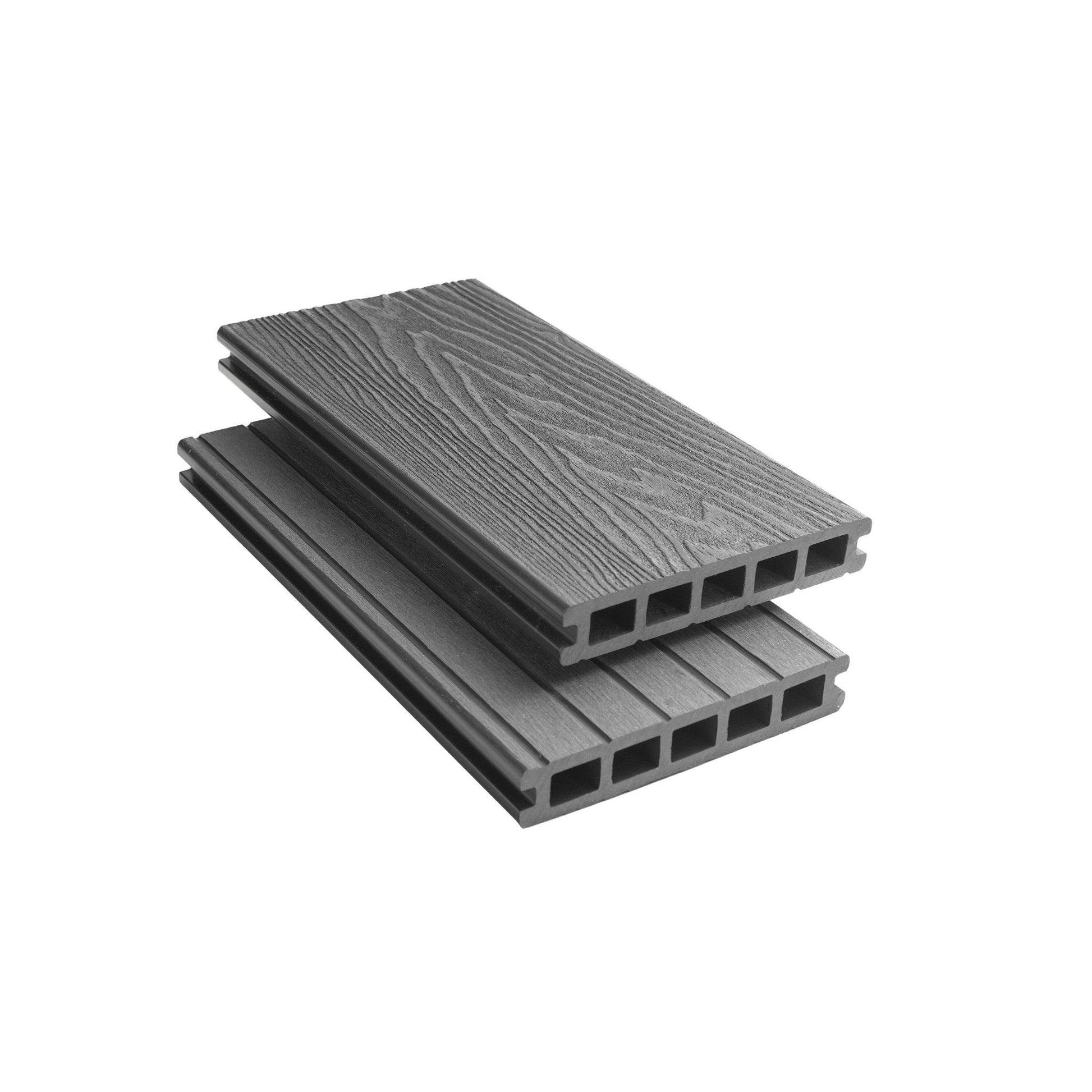 Grey Composite Woodgrain Decking Board 3.6m - Tuda Grass
