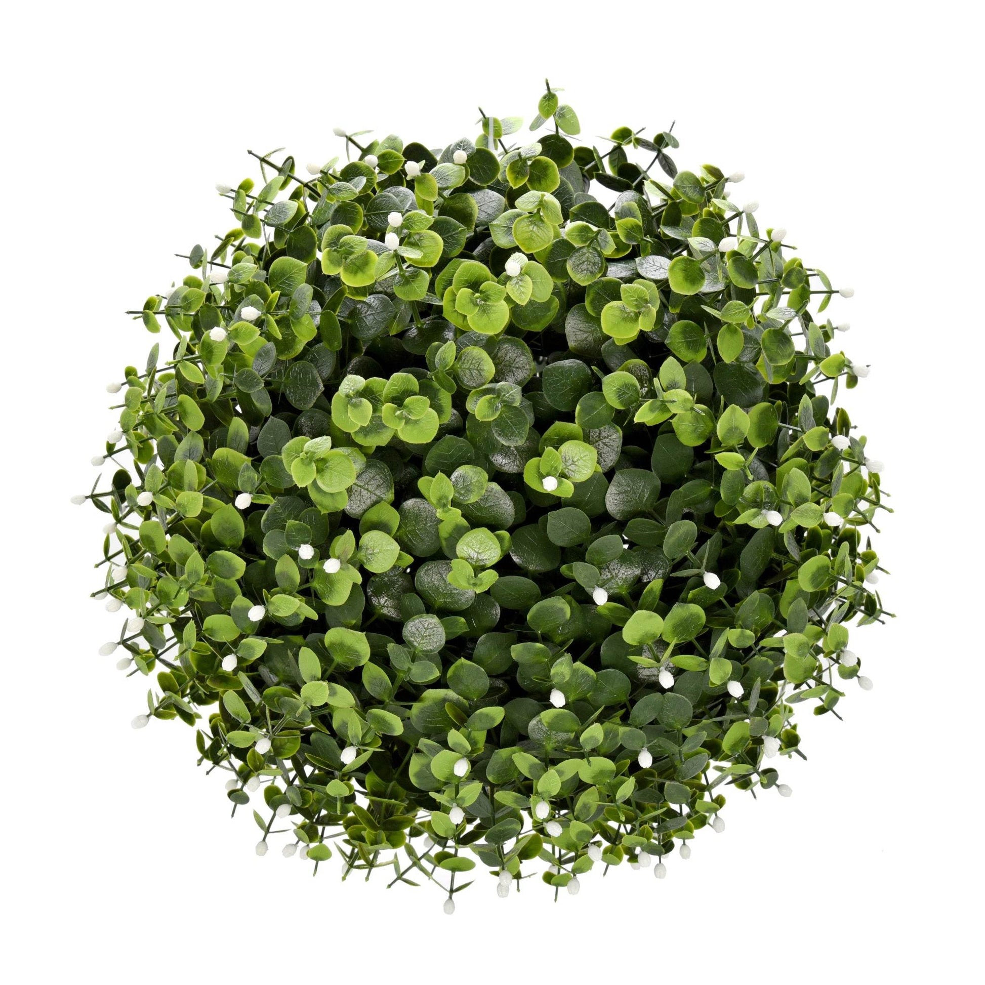 Eucalyptus with White Buds Artificial Topiary Balls - Tuda Grass