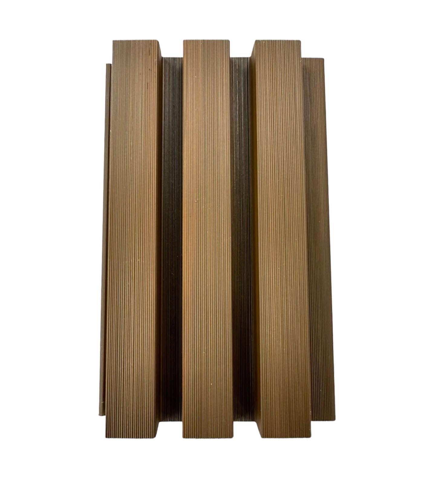 Composite Slatted Cladding Golden Oak Sample - Series 2 – Tuda Grass