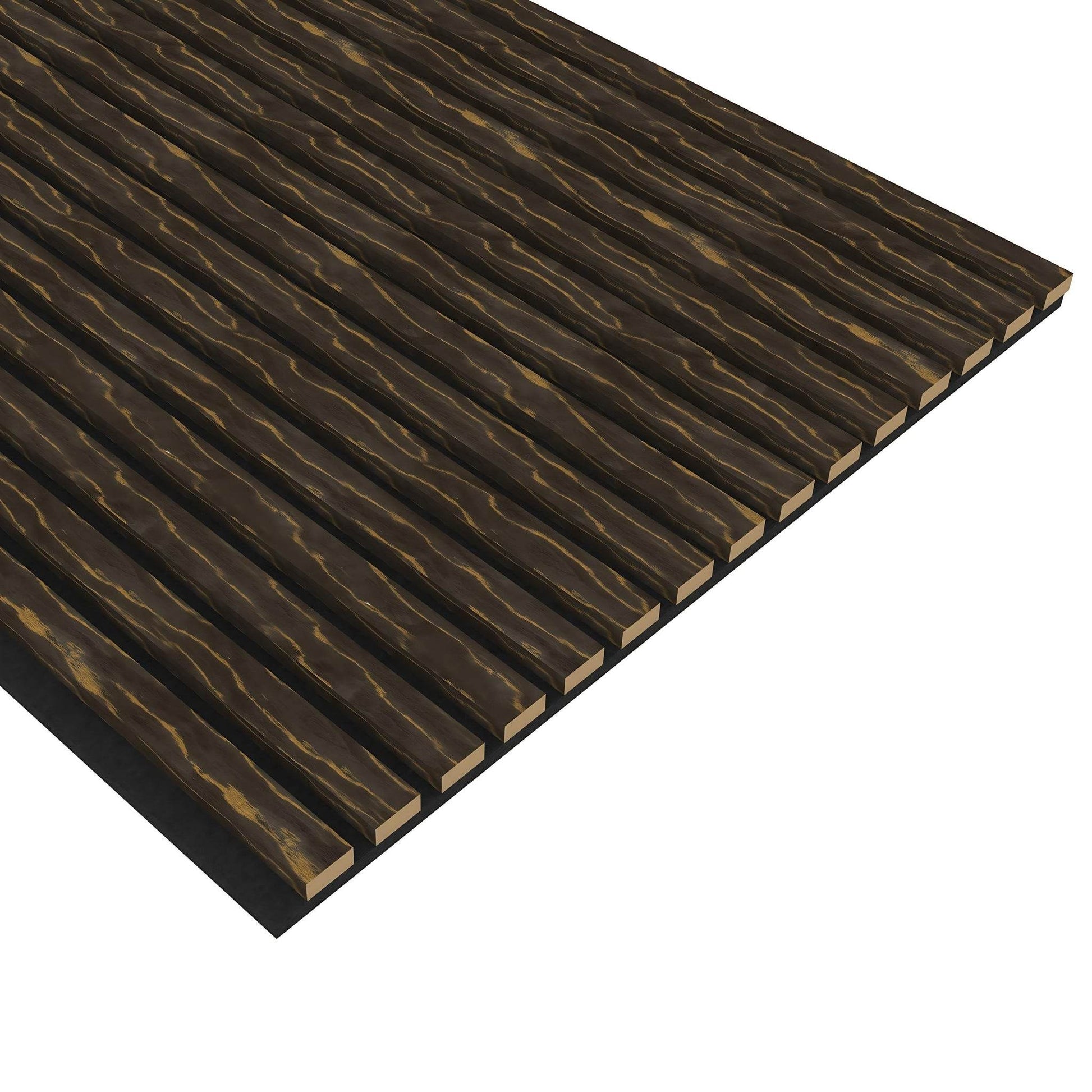 Grey with Gold Line Acoustic Wood Wall Panel Series 1 Sample - Tuda Grass
