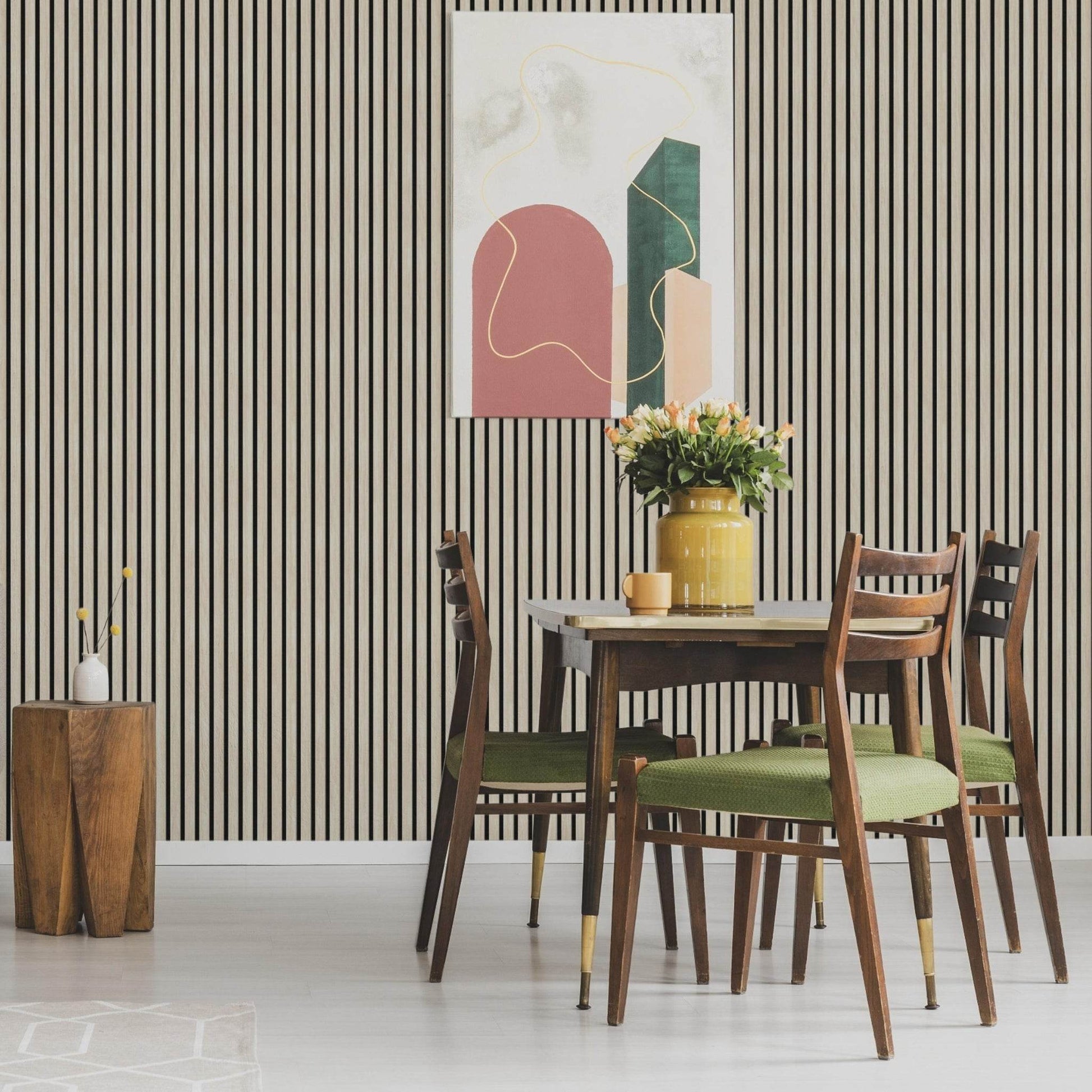 White Acoustic Wood Wall Panel Series 1 Sample - Tuda Grass