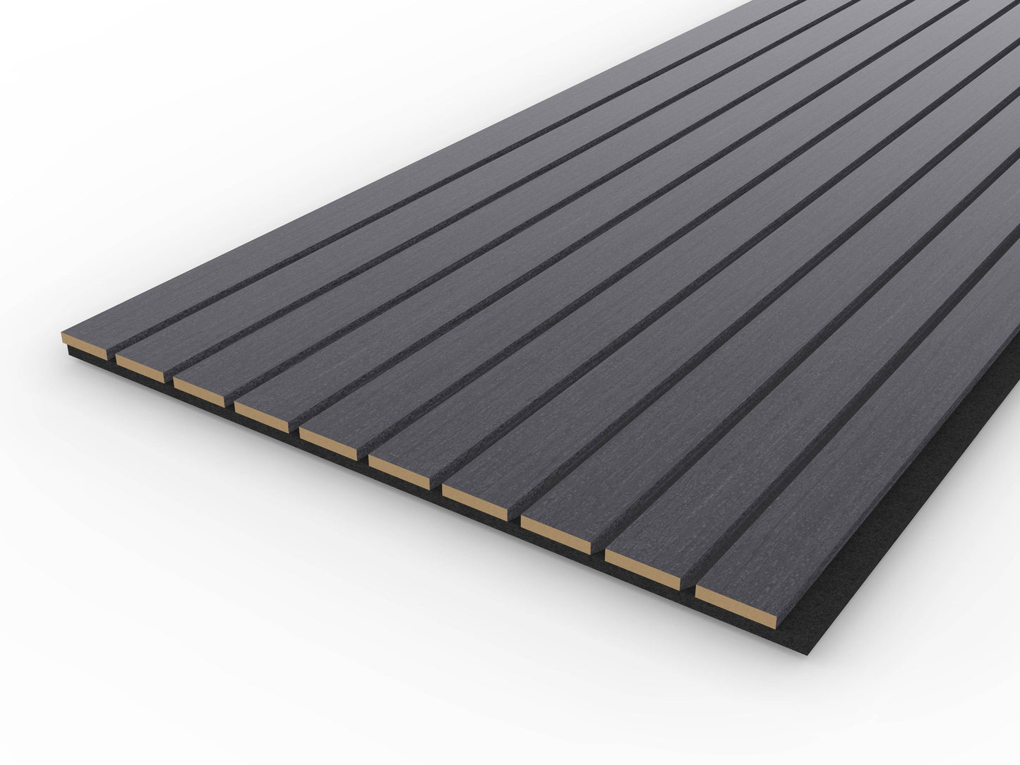 Black Acoustic Wood Wall Panel Wide Slat Series 2 - 240x60cm - Tuda Grass