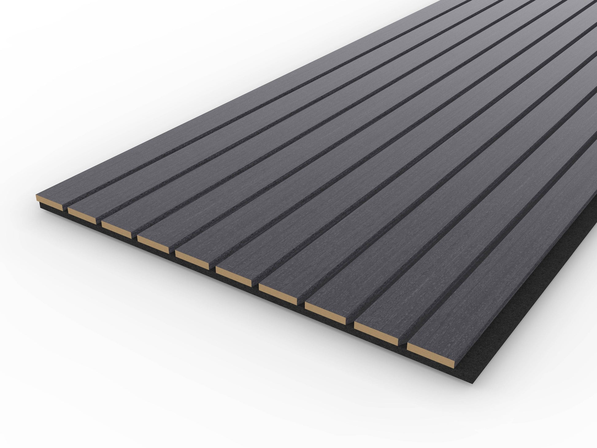 Black Acoustic Wood Wall Panel Wide Slat Series 2 - 240x60cm - Tuda Grass