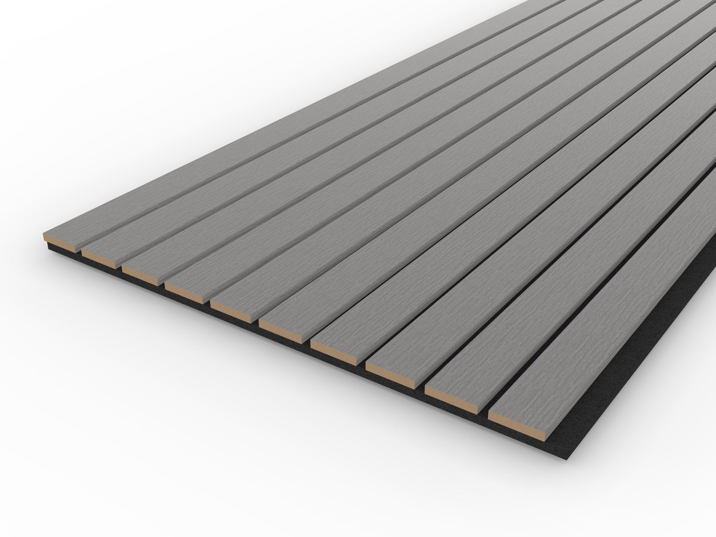 Grey Acoustic Wood Wall Panel Wide Slat Series 2 - 240x60cm