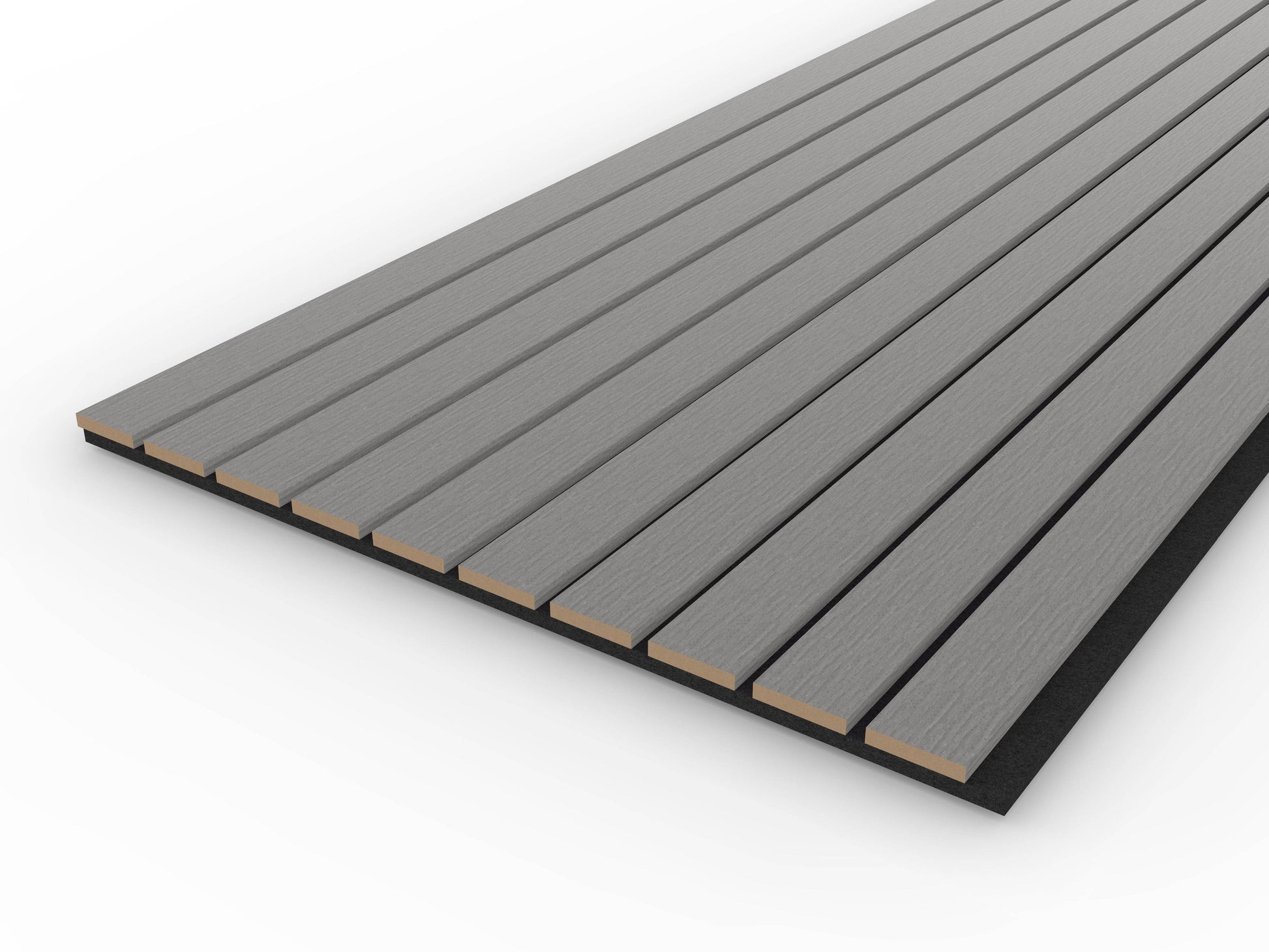 Grey Acoustic Wood Wall Panel Wide Slat Series 2 - 240x60cm - Tuda Grass