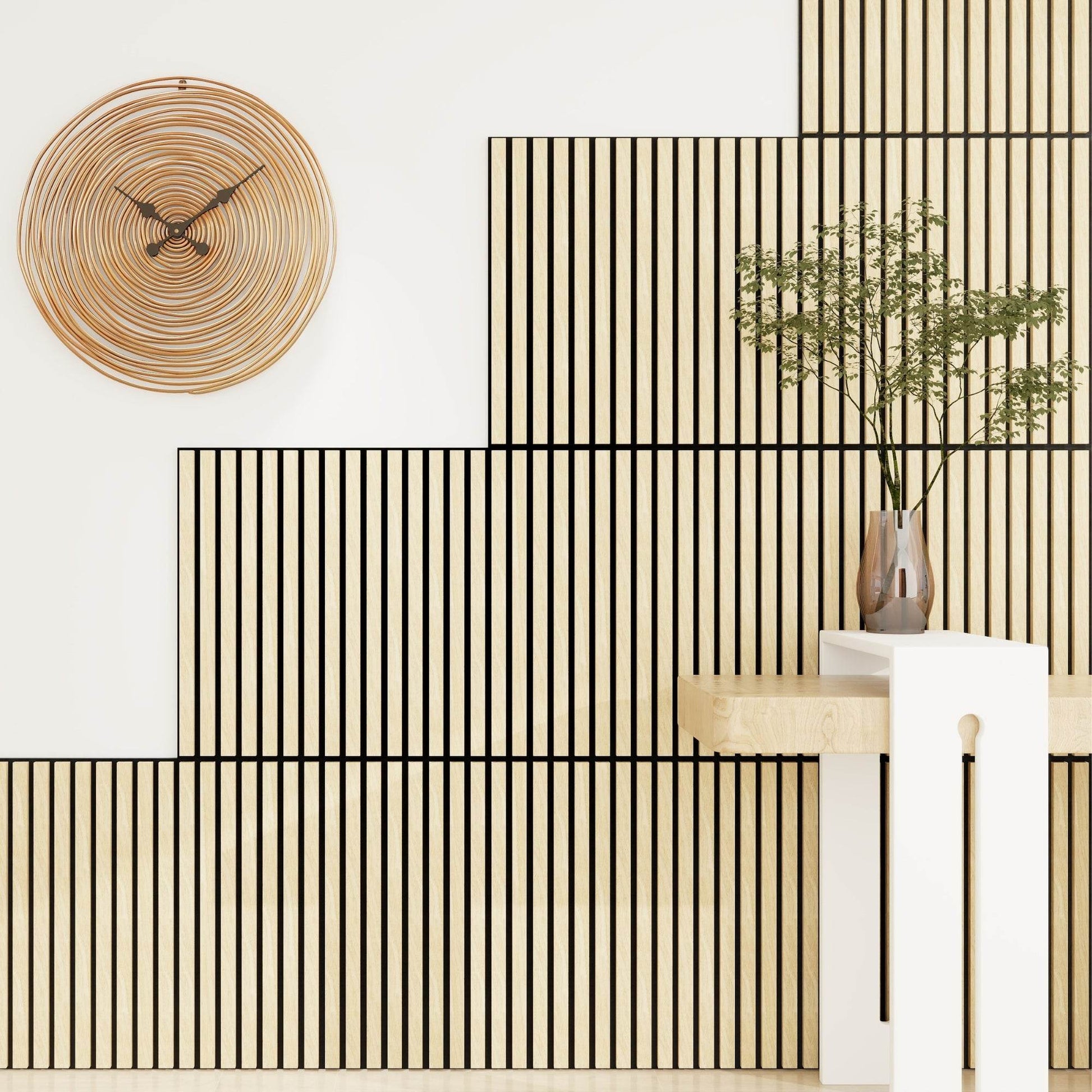 Washed Oak Acoustic Wood Wall Panel Tiles Series 1 - 60x60cm (4 Pack) - Tuda Grass