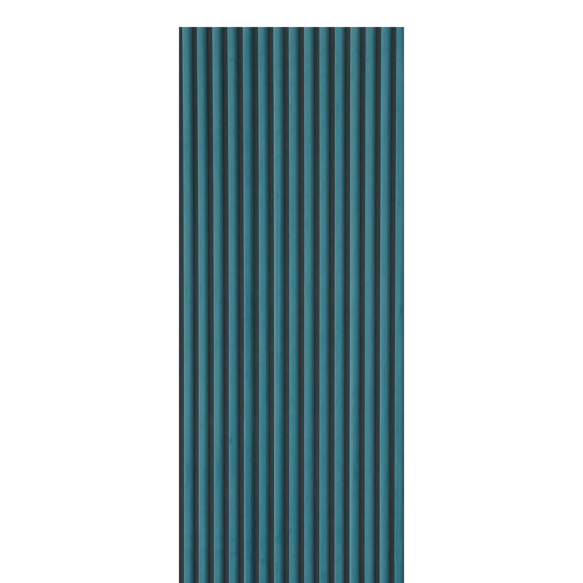 Blue Velour Acoustic Panel Curved Slat Sample - Tuda Grass