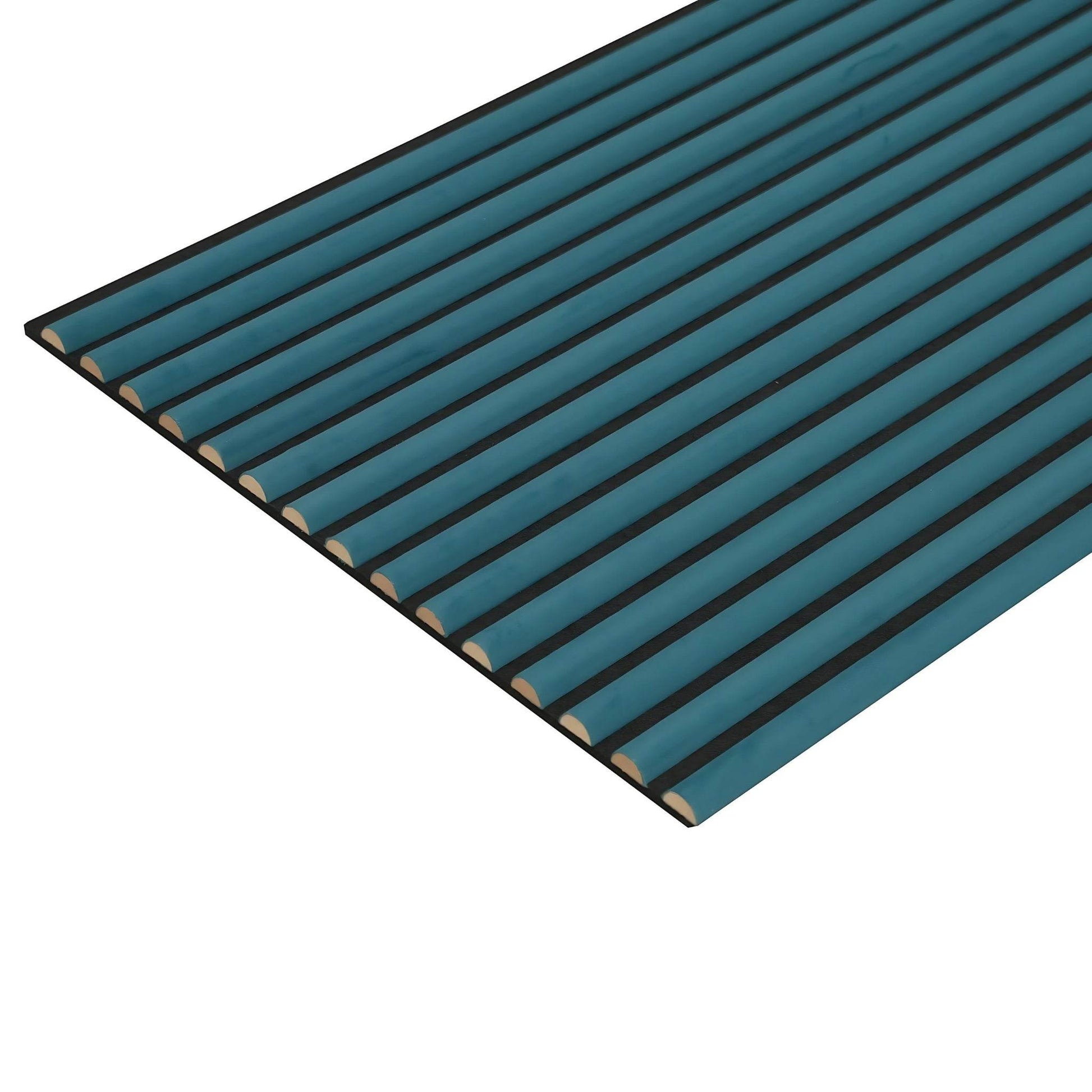 Blue Velour Acoustic Panel Curved Slat Sample - Tuda Grass