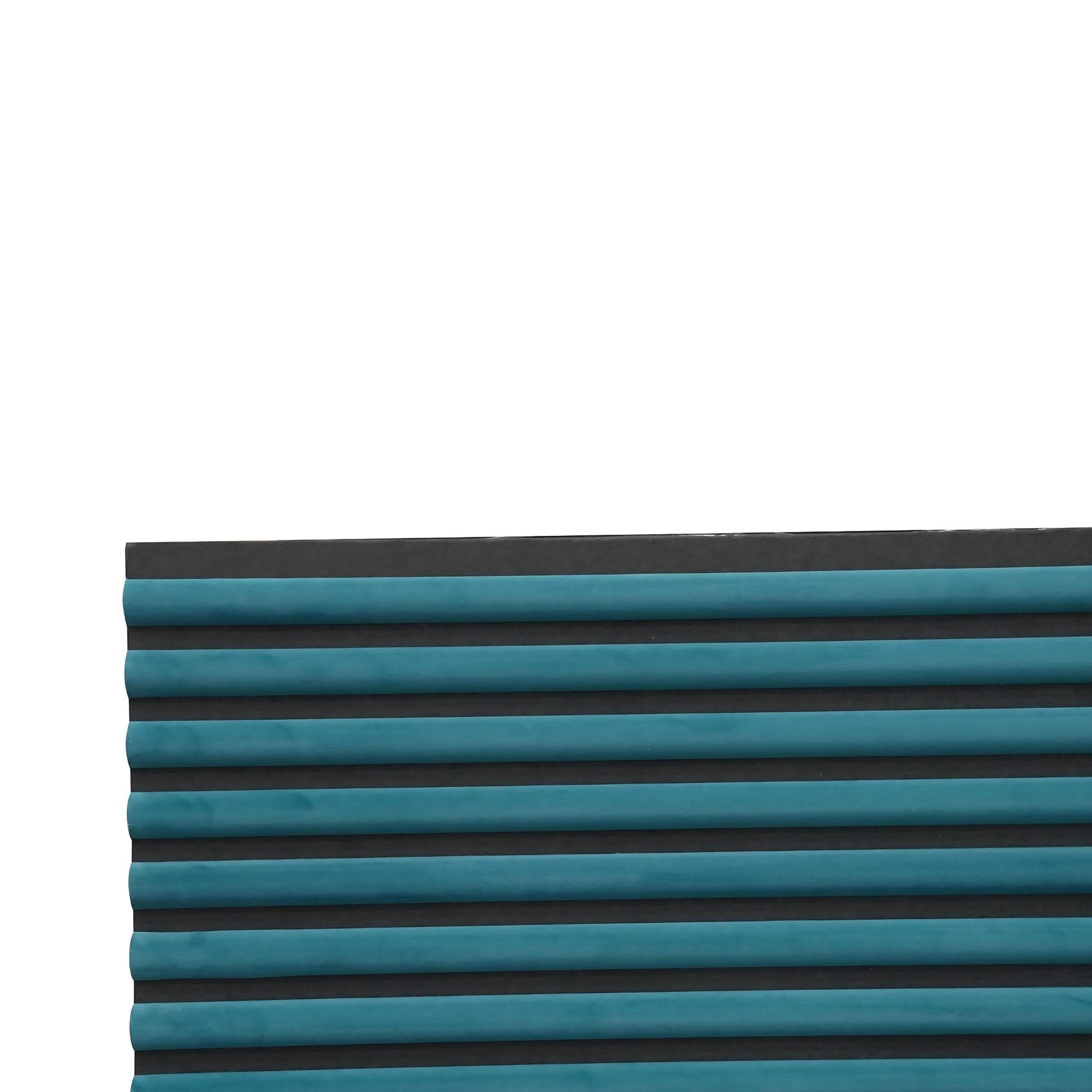 Blue Velour Acoustic Panel Curved Slat Sample - Tuda Grass