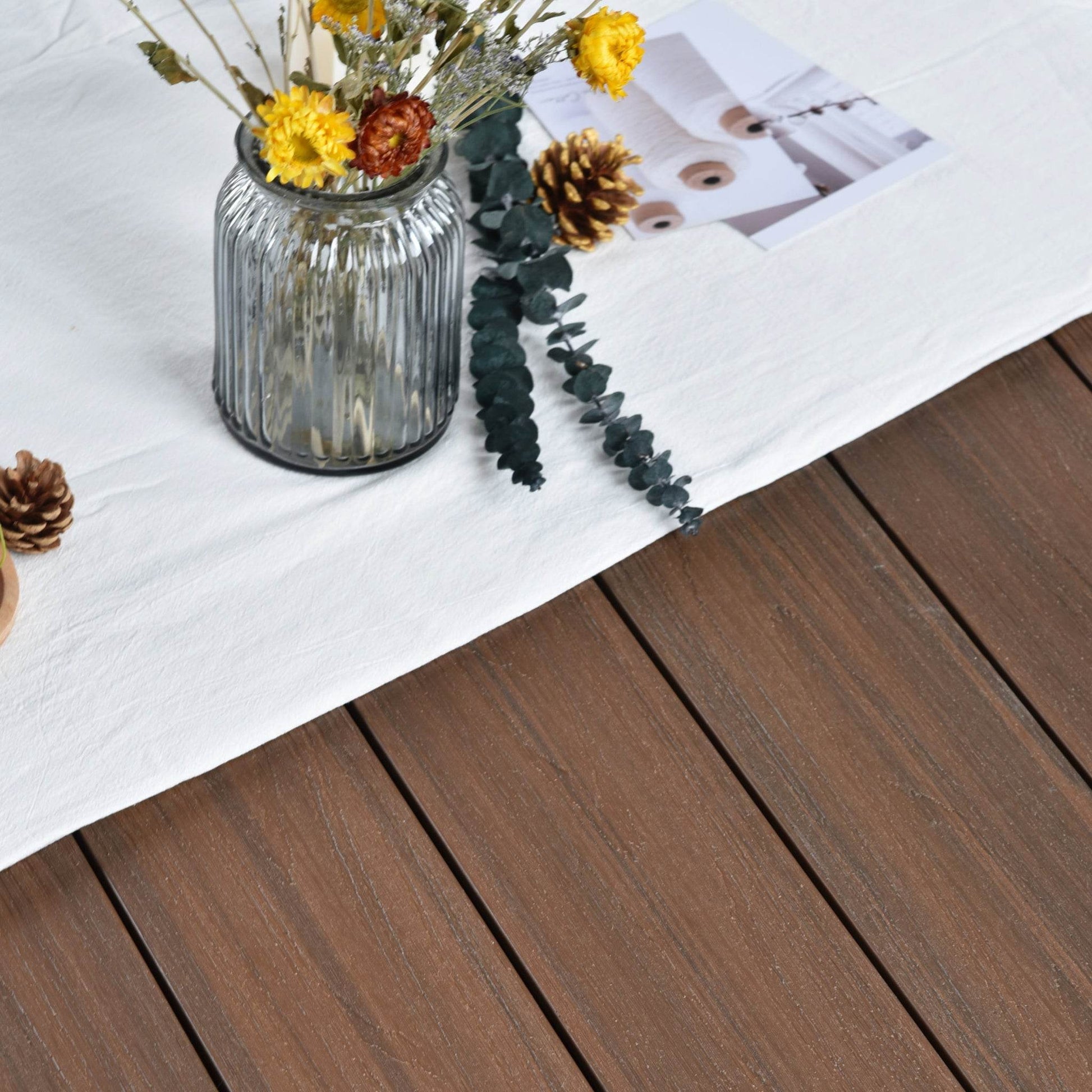 Co-Extrusion Duo Composite Decking Board 3.66m - Teak/Walnut - Tuda Grass