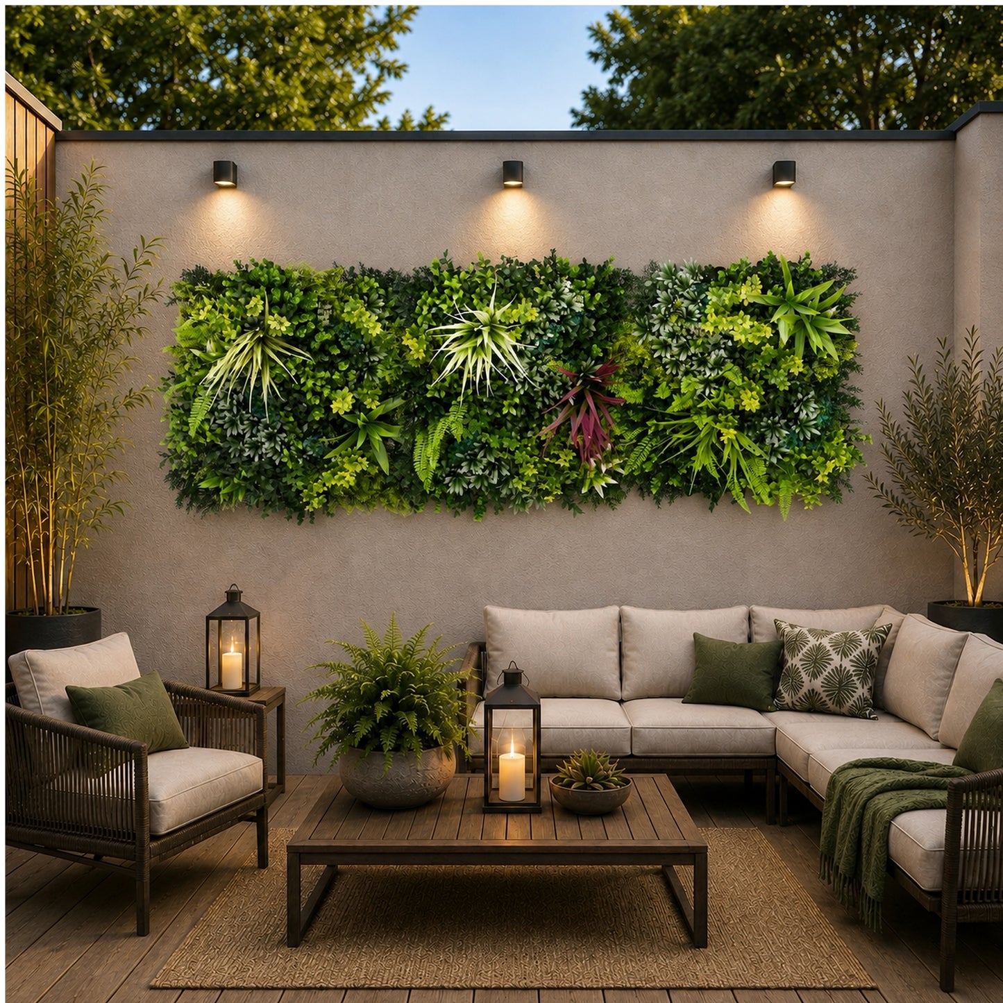 Emerald Sanctuary - Artificial Living Wall 1m x 1m - Pack of 3