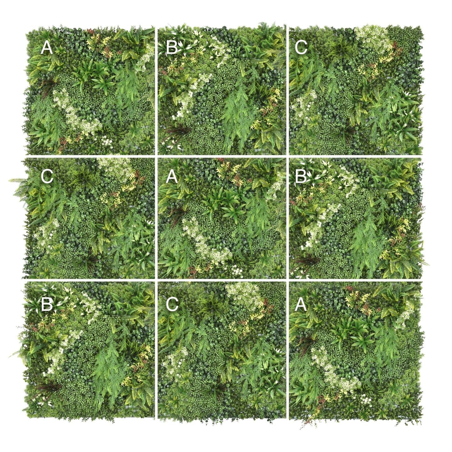 Evergreen Harmony - Artificial Living Wall 1m x 1m - Pack of 3
