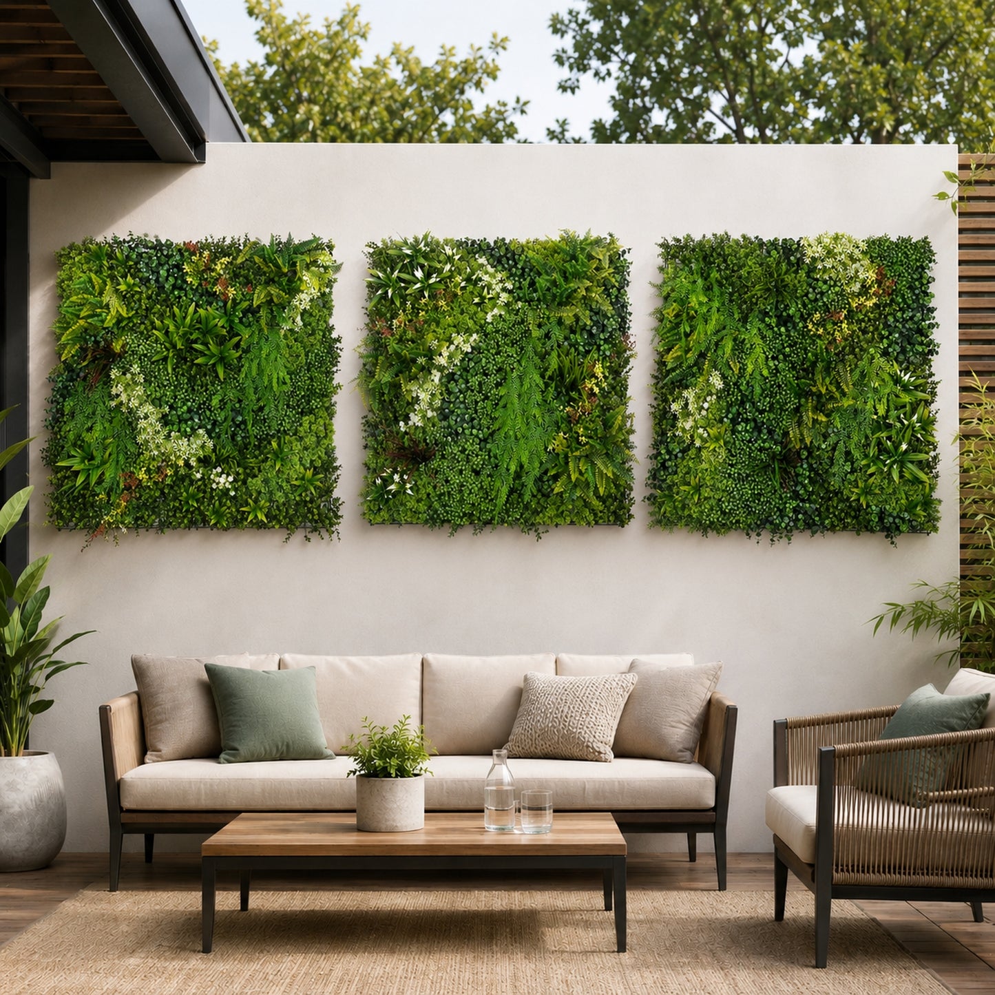 Evergreen Harmony - Artificial Living Wall 1m x 1m - Pack of 3