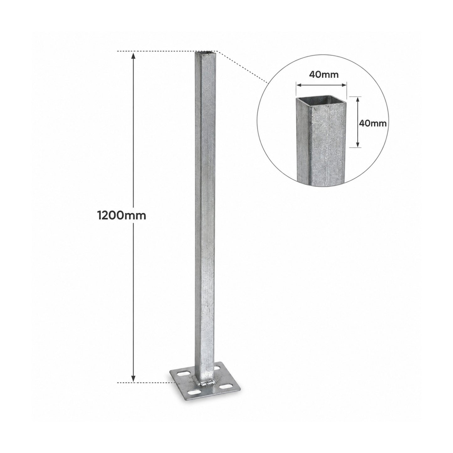 1.2m Galvanised Steel Fence Post Insert for 100mm x 100mm Composite Fence Posts
