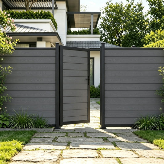 Grey Woodgrain Composite Fence Standard Gate Kit | 950 x 1753mm