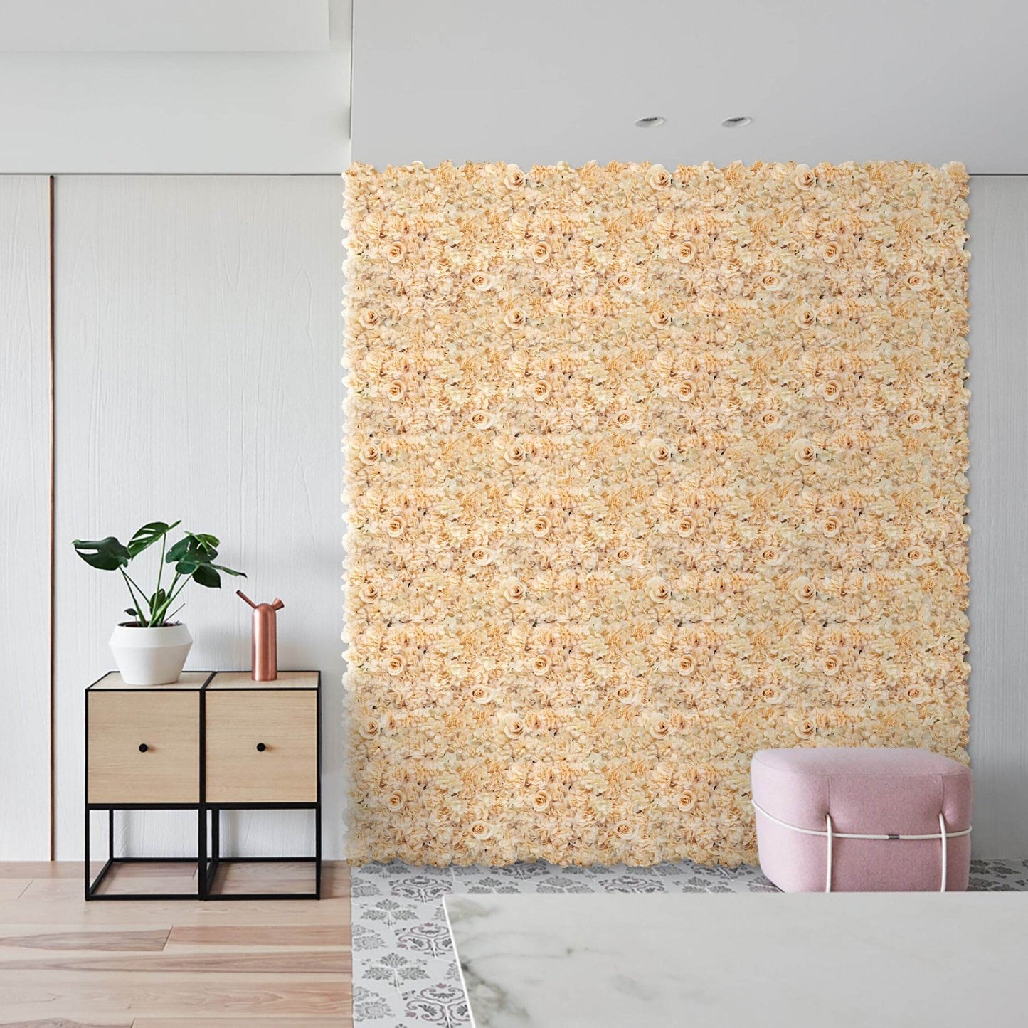 Artificial Flower Living Wall - Peach - Tuda Grass