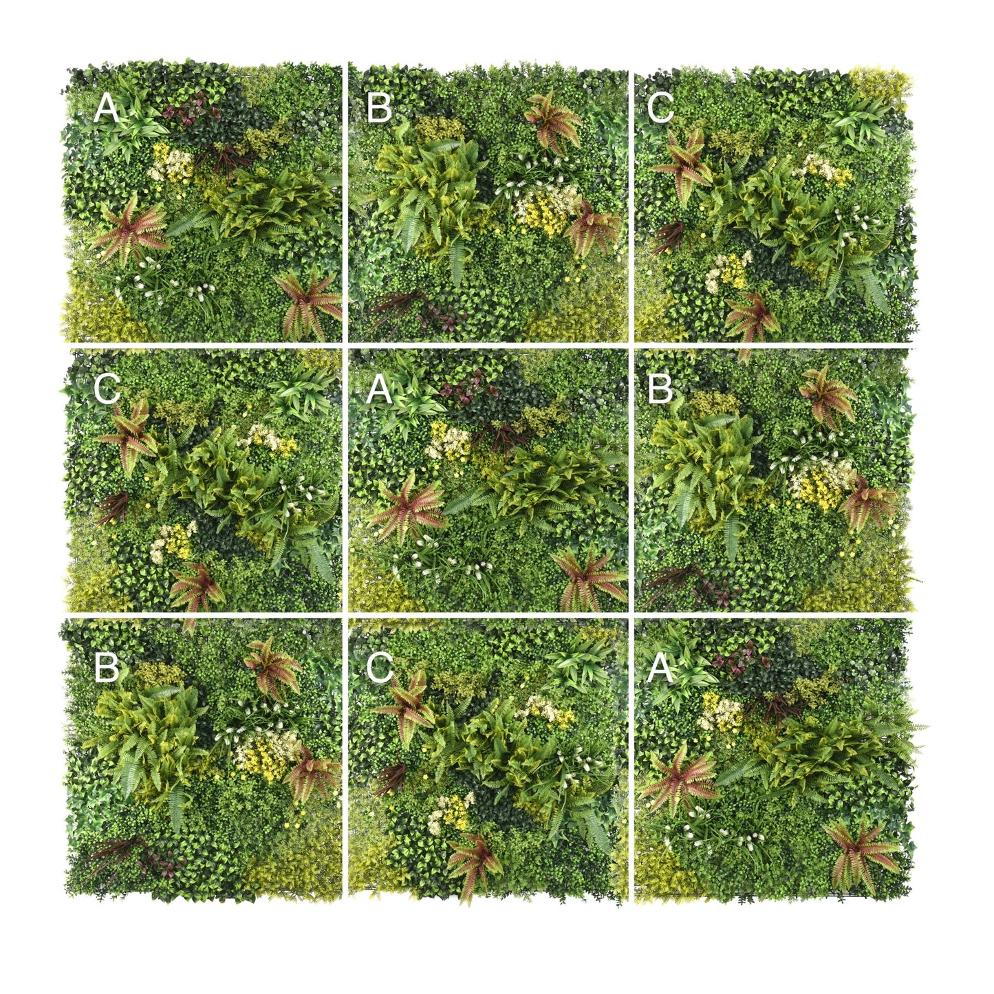 Serene Oasis - Artificial Living Wall 1m x 1m - Pack of 3