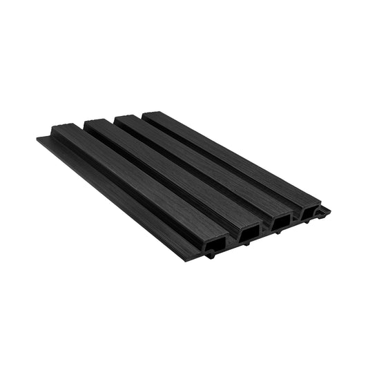 Composite Slatted Cladding Black - Woodgrain Finish