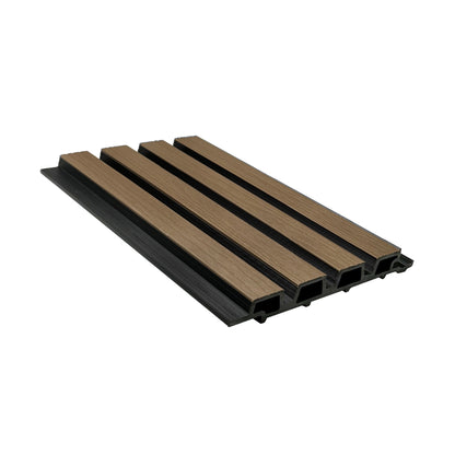 Composite Slatted Cladding Golden Oak/Black - Woodgrain Finish