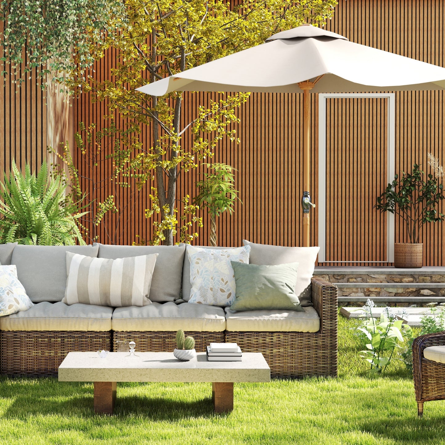 Composite Slatted Cladding Golden Oak/Black - Woodgrain Finish