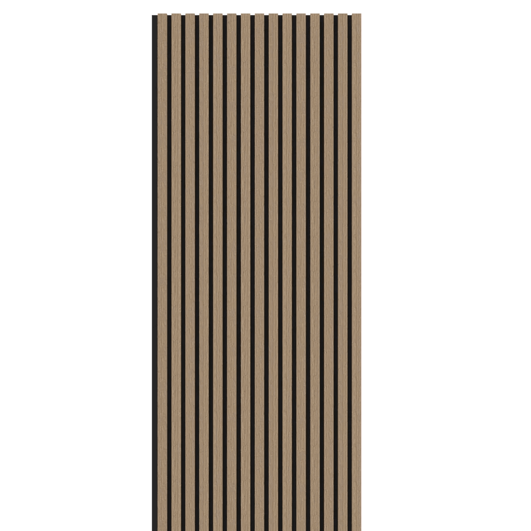 Smoked Oak Acoustic Wood Wall Panel Thin Slat Series 1 - 240/300x60cm - Tuda Grass
