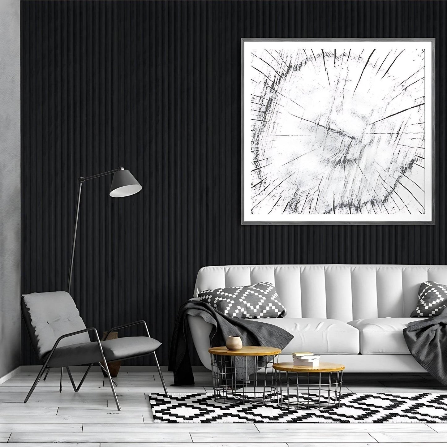 Black Velour Acoustic Panel Curved Slat - 240x60cm - Tuda Grass