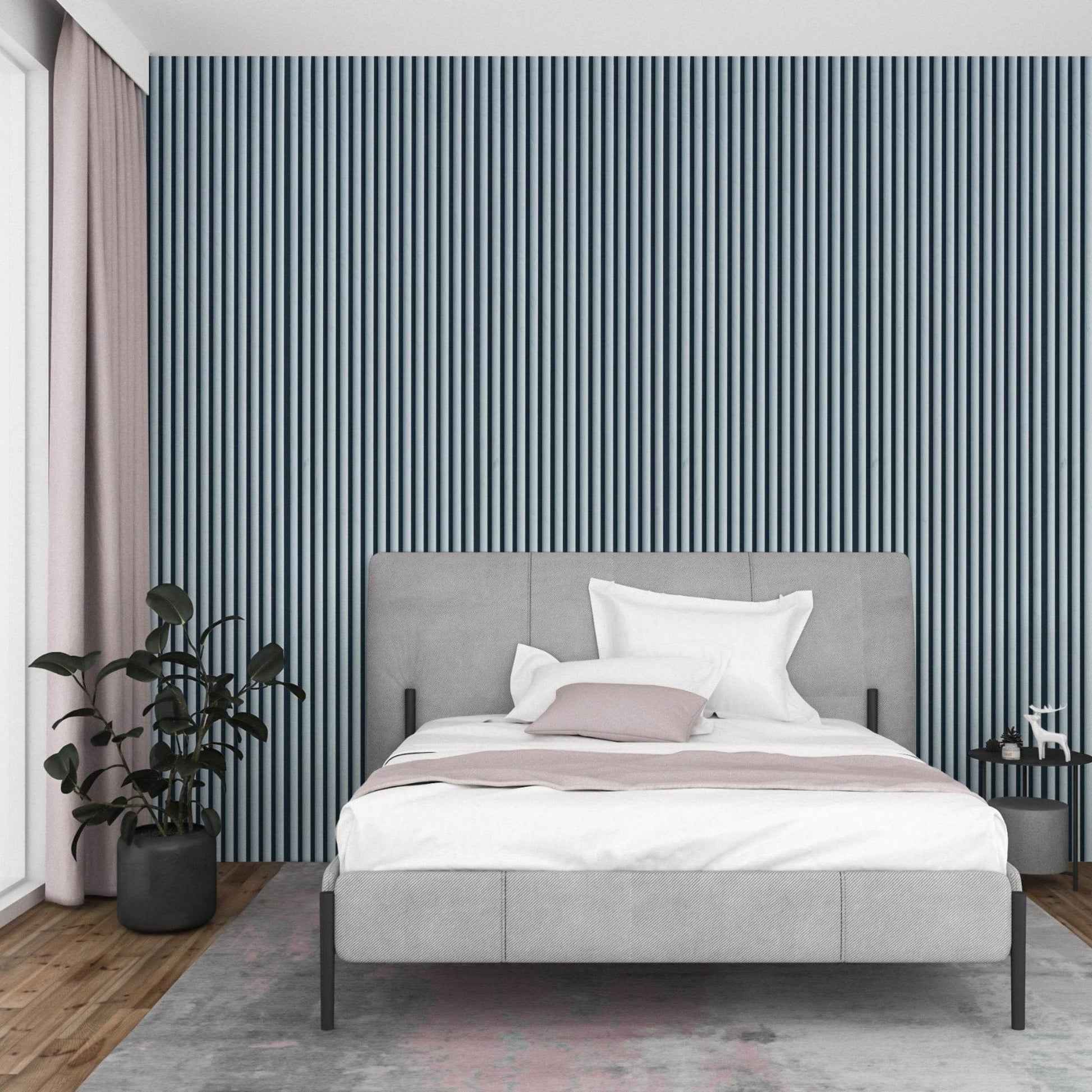 Grey Velour Acoustic Panel Curved Slat Sample - Tuda Grass