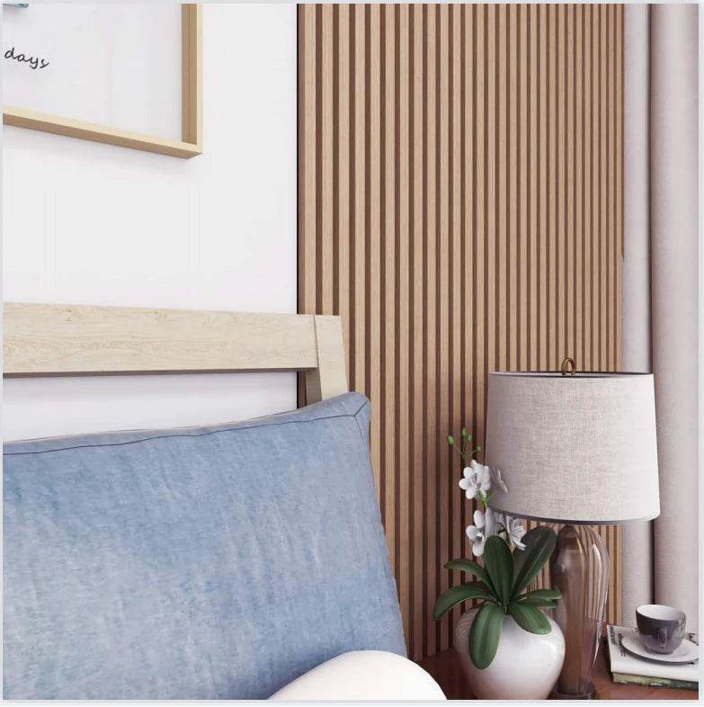 Walnut Acoustic Wood Wall Panel Thin Slat Series 1 - 240/300x60cm - Tuda Grass