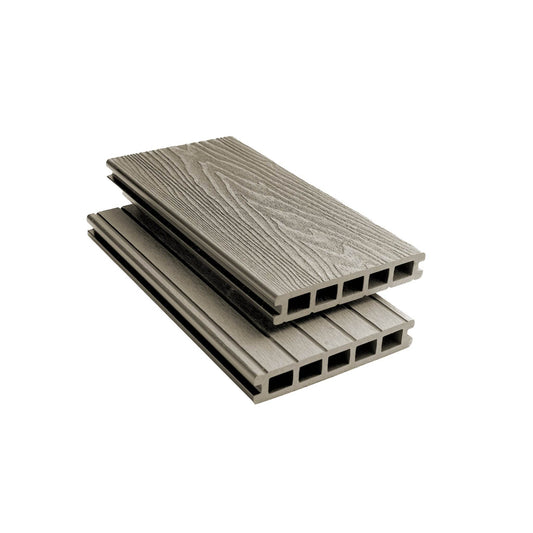 Oak Woodgrain Composite Decking Sample - Tuda Grass